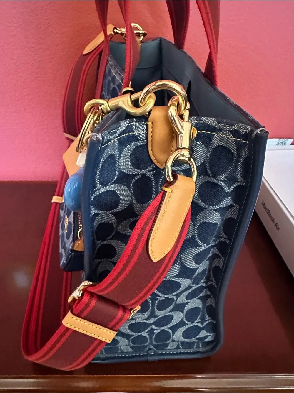 Coach blue signature denim Smith tote bag